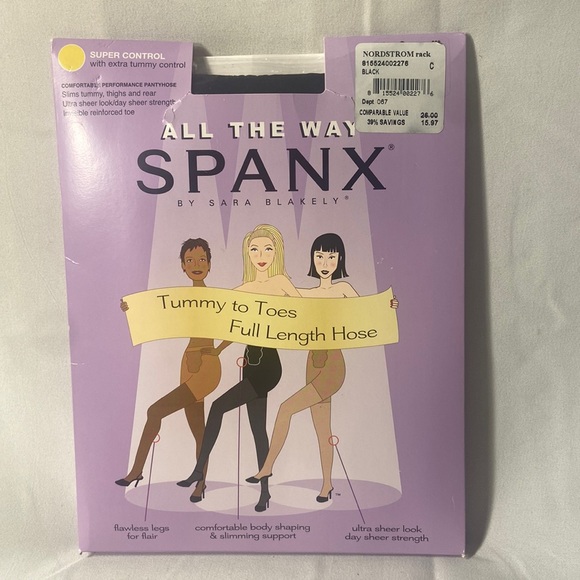 SPANX Accessories - All The Way Spanx | Black Tummy To Toes Full Length Hose Super Control | Size C